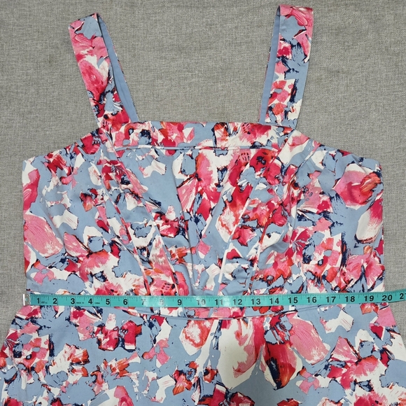 Adrianna Papell Blue Floral Fit and Flare Dress Sleeveless Garden Party Size 18W - Picture 12 of 13